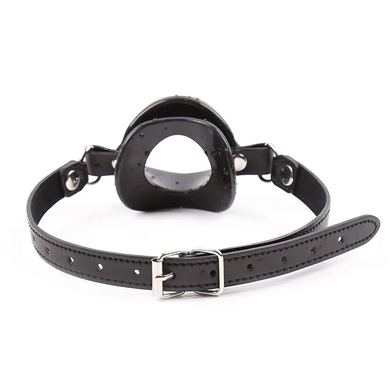 OhMama - Fetish Black Lips Gap with PU Strap - PlayBlue