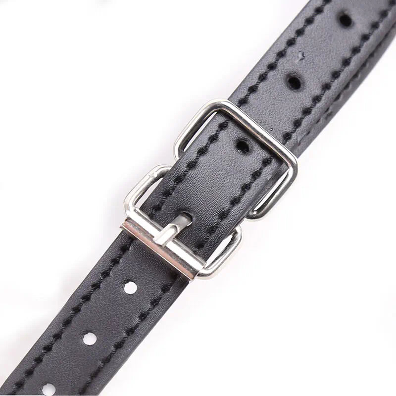 OhMama - Fetish Black Lips Gap with PU Strap - PlayBlue