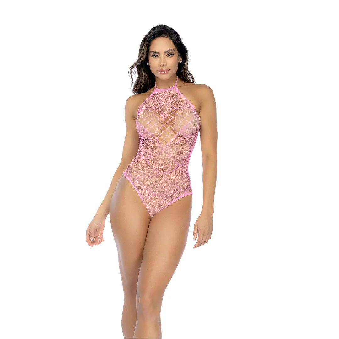 Mapale - Heart Fishnet Bodysuit with Heart Detail - PlayBlue