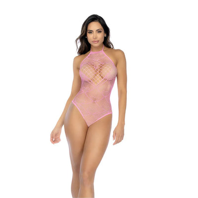 Mapale - Heart Fishnet Bodysuit with Heart Detail - PlayBlue