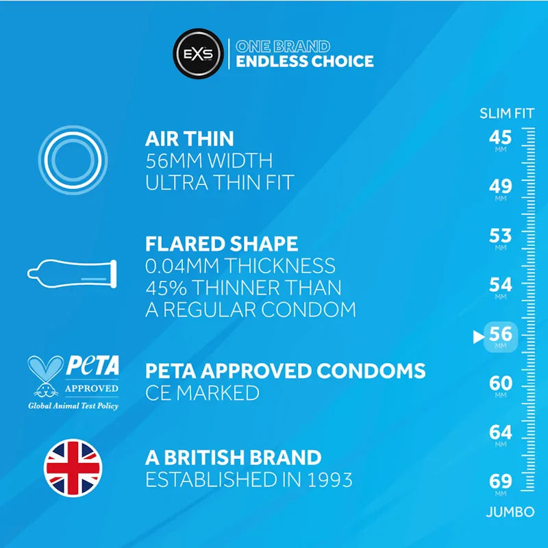 EXS Air Thin - Condoms - 12 Pieces - PlayBlue