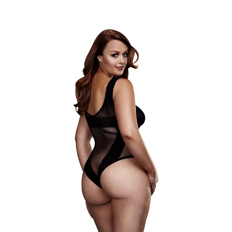 Baci - Sheer Fishnet Curvy Bodysuit - PlayBlue