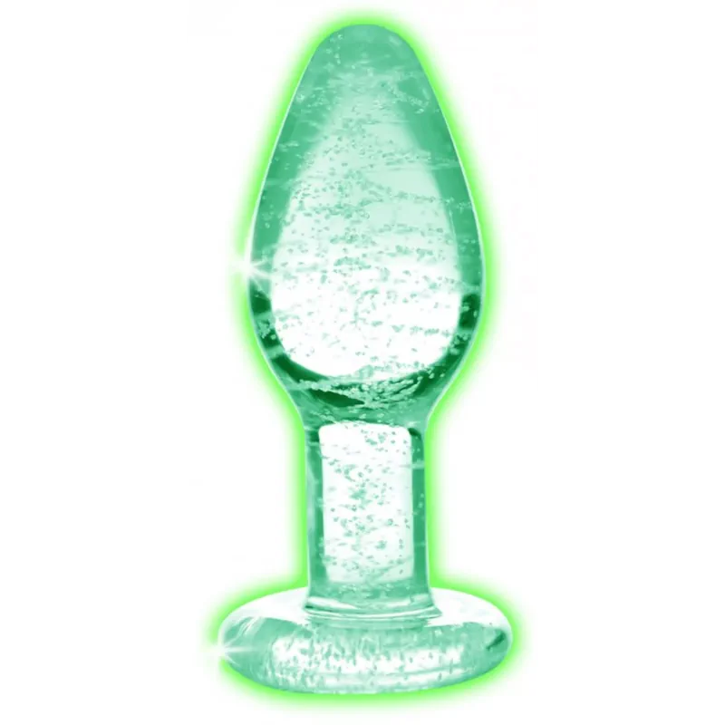 Glow-In-The-Dark Glass Anal Plug - Small - PlayBlue