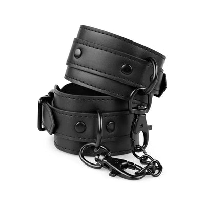 Faux Leather Ankle Cuffs - Black - PlayBlue