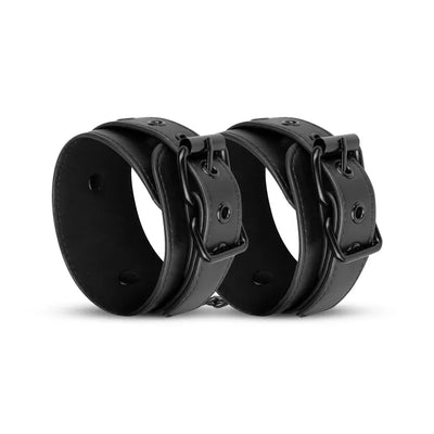 Faux Leather Ankle Cuffs - Black - PlayBlue