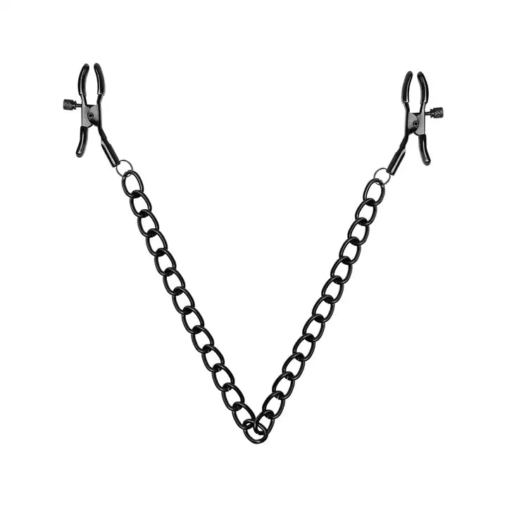 Nipple Clamps with Chain - Black - PlayBlue