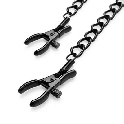 Nipple Clamps with Chain - Black - PlayBlue