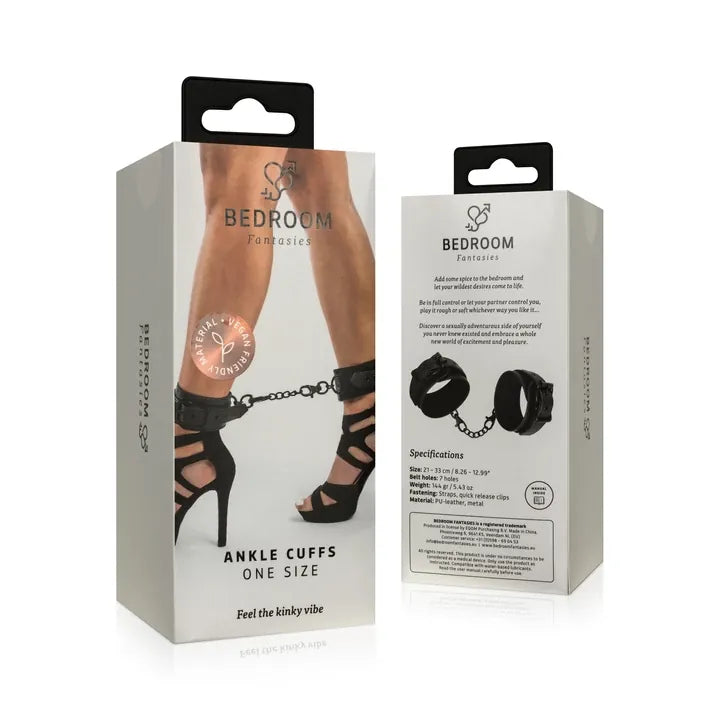 Faux Leather Ankle Cuffs - Black - PlayBlue