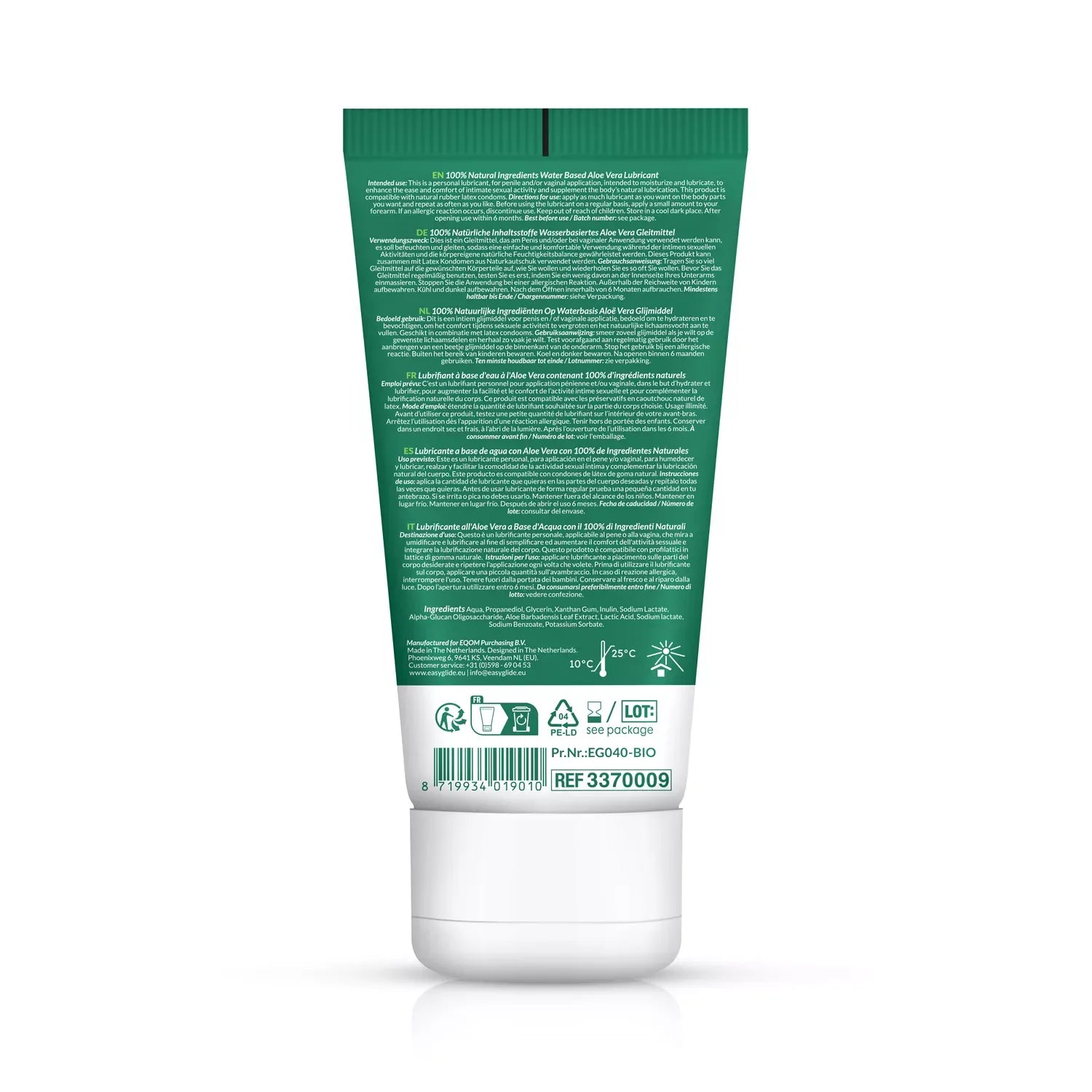 EasyGlide - Bio & Natural Water Based Aloe Vera Lubricant - 100 ml - PlayBlue
