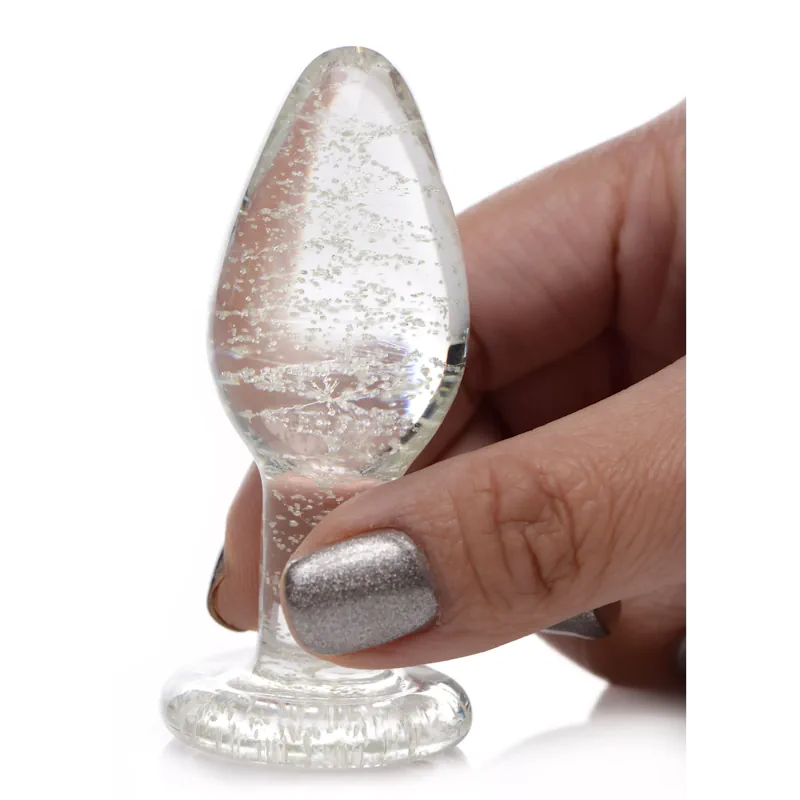 Glow-In-The-Dark Glass Anal Plug - Small - PlayBlue