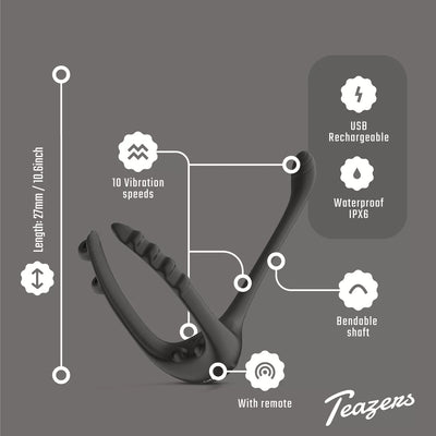 Teazers Triple Prostate Vibrator with Remote - PlayBlue