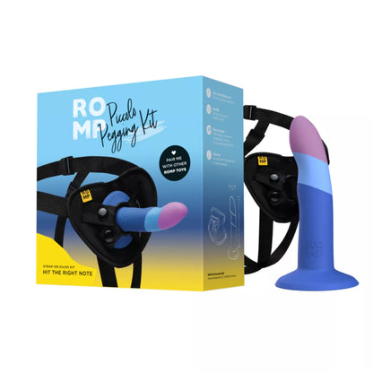 ROMP – Piccolo Pegging Kit – With Silicone Dildo & Harness - PlayBlue