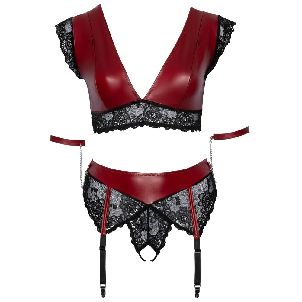 Cottelli Curves - Bralette Suspender Bondage Set - 4XL - PlayBlue