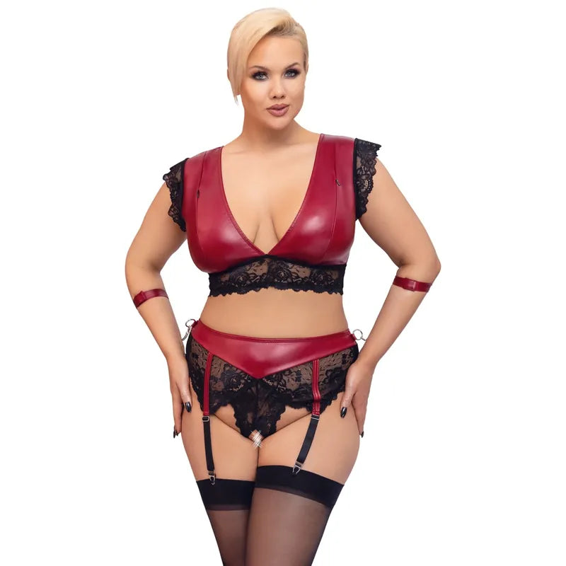 Cottelli Curves - Bralette Suspender Bondage Set - 4XL - PlayBlue