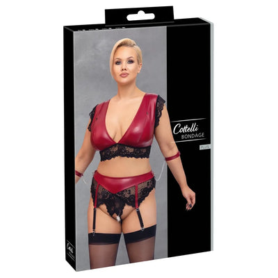 Cottelli Curves - Bralette Suspender Bondage Set - 4XL - PlayBlue