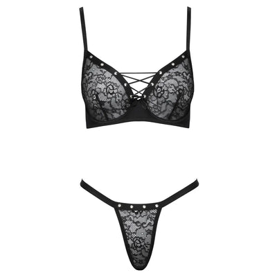 Cottelli - Decorative Set - Bra & Thong Set - 85C/L - PlayBlue