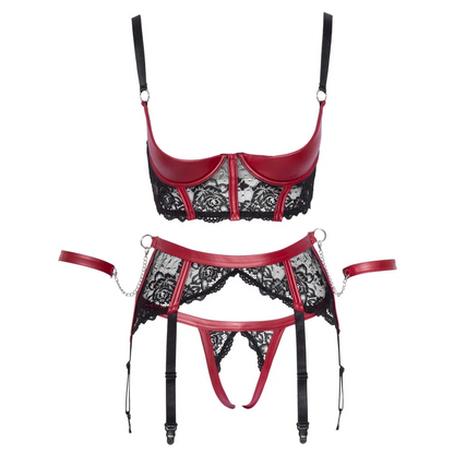 Cottelli Bondage - Shelf Bra Lock Up Set - PlayBlue