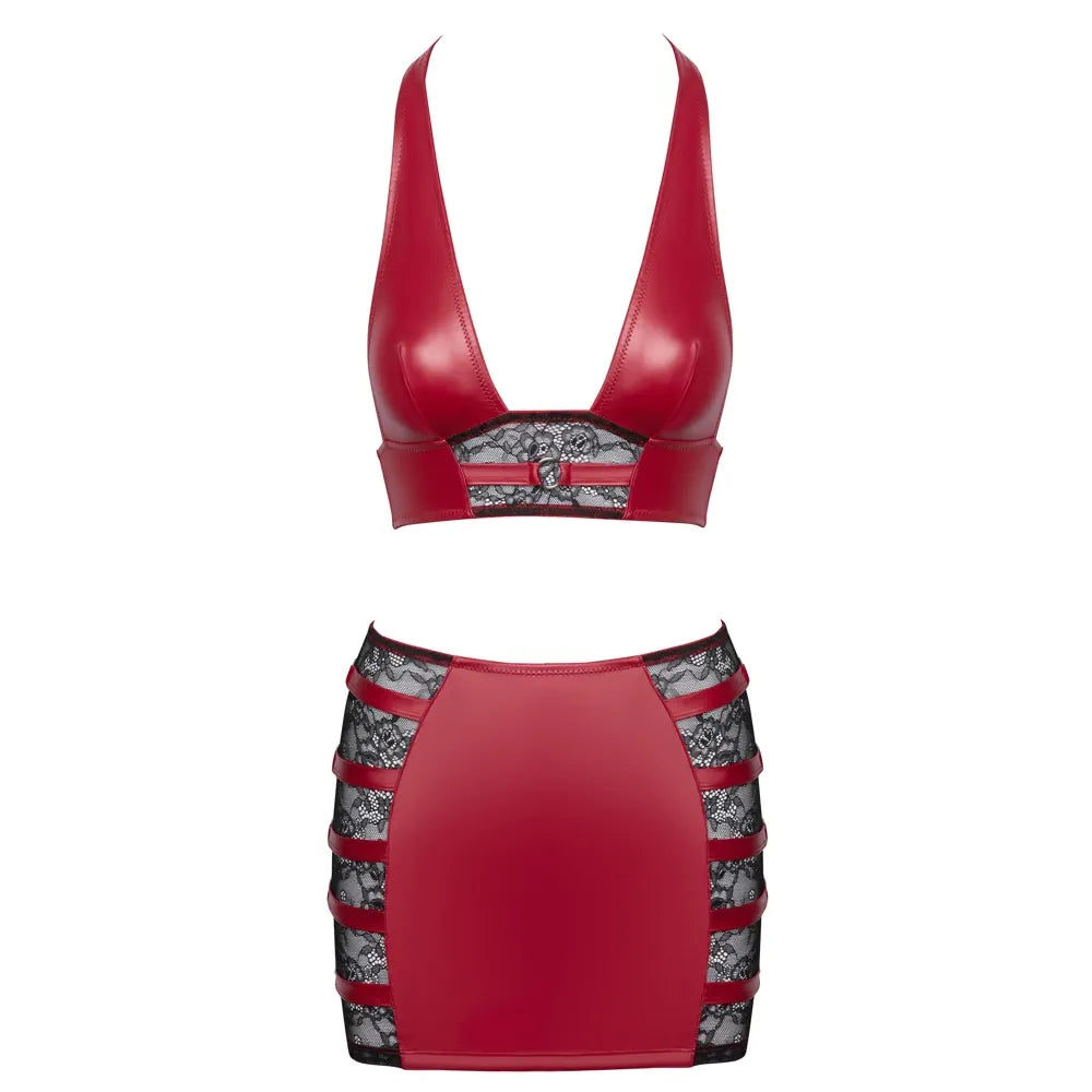 Cottelli - Party Set - Cropped Top & Mini - XL (20-22) - PlayBlue