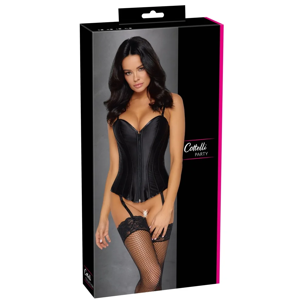 Cottelli -  Luxury Satin Corset with Metal Rods - PlayBlue