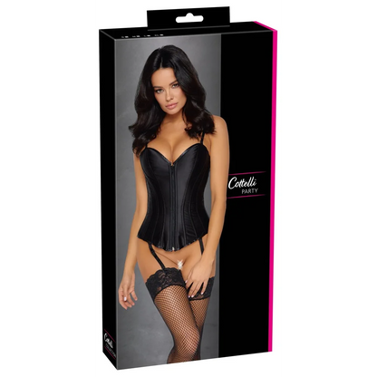 Cottelli -  Luxury Satin Corset with Metal Rods - PlayBlue