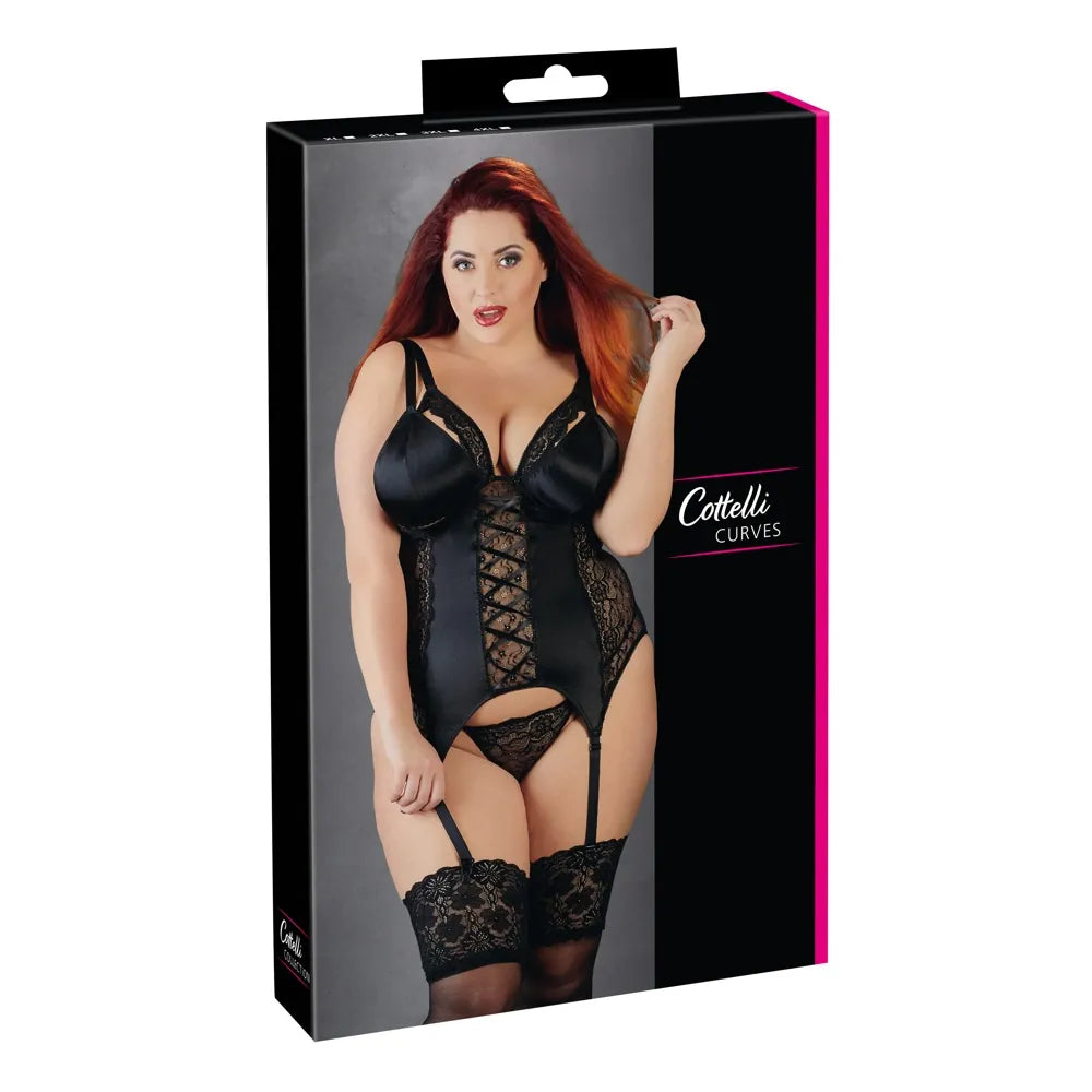 Cottelli Curves - Curvy Lace Basque - 4XL - PlayBlue