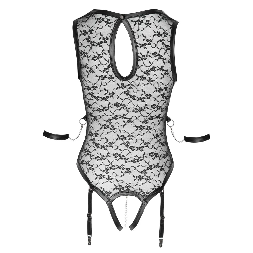 Cottelli Bondage - Lace Suspender Body - PlayBlue