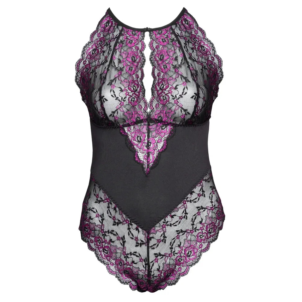 Cottelli Curves - Opaque Floral Lace Body - 4XL - PlayBlue