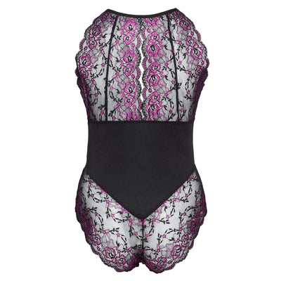 Cottelli Curves - Opaque Floral Lace Body - 4XL - PlayBlue