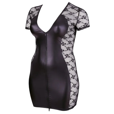 Cottelli Curves - Curvy Slick peek sides Dress - 4XL - PlayBlue