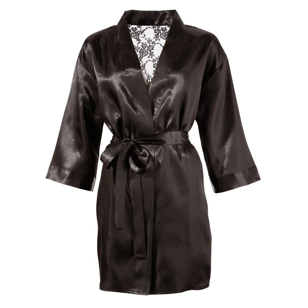 Cottelli - Short Satin Kimono - PlayBlue