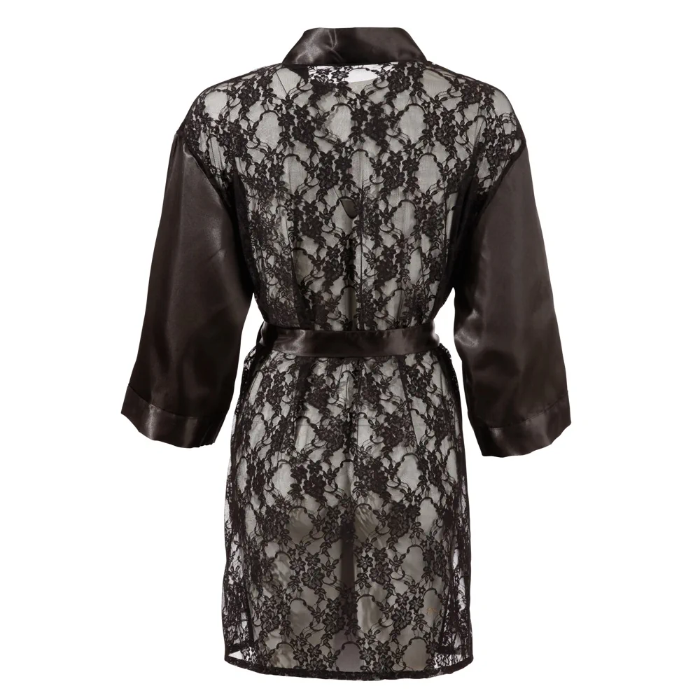 Cottelli - Short Satin Kimono - PlayBlue