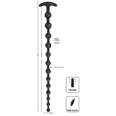 Black Velvets - Long Anal beads - PlayBlue