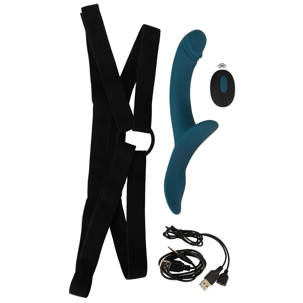 Premium Strap-On Set - Remote Control Dual Vibe - PlayBlue