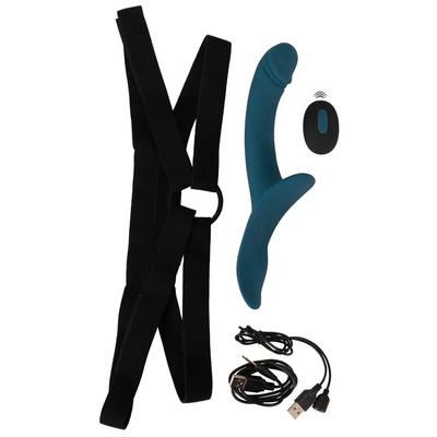 Premium Strap-On Set - Remote Control Dual Vibe - PlayBlue