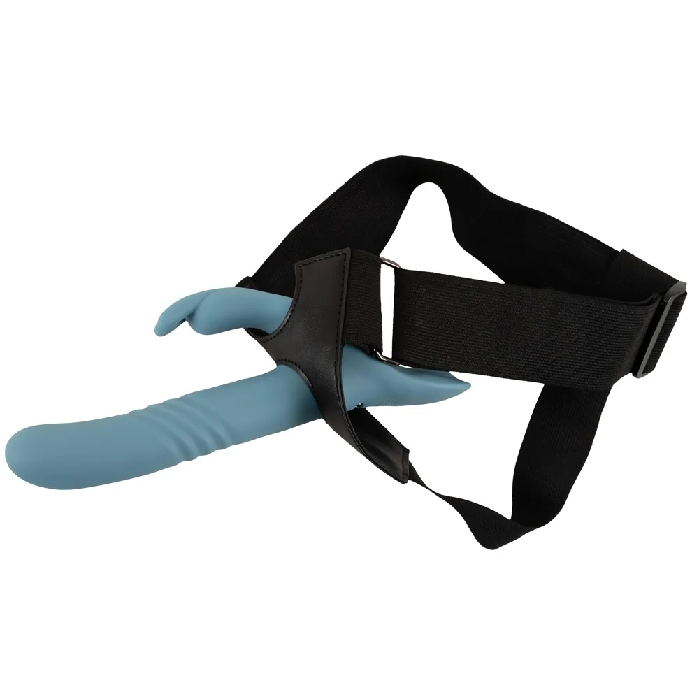 Strap-On Set - Thrusting Rabbit Dual Play - PlayBlue