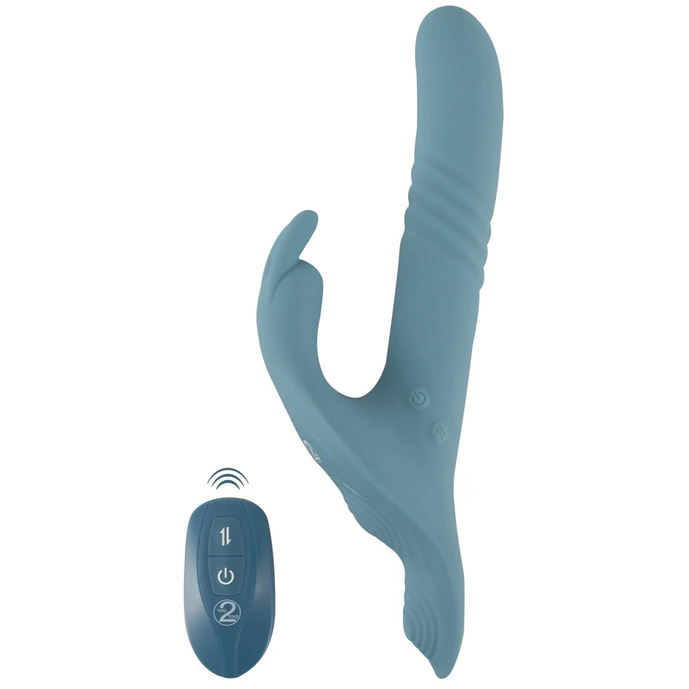 Strap-On Set - Thrusting Rabbit Dual Play - PlayBlue