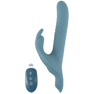 Strap-On Set - Thrusting Rabbit Dual Play - PlayBlue