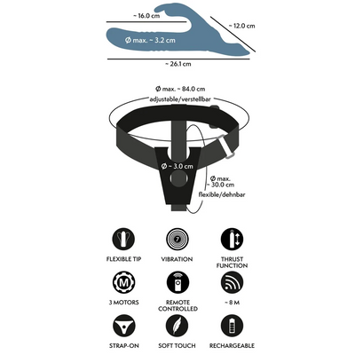 Strap-On Set - Thrusting Rabbit Dual Play - PlayBlue