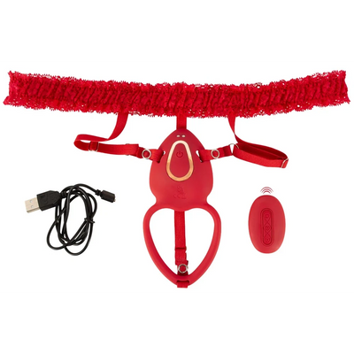 Suspender Belt Hands-Free Vibe with Remote - PlayBlue