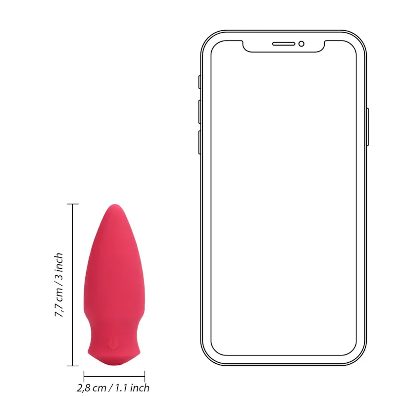 Cone Shaped Rechargeable Silicone Bullet Vibrator - Blushing Red - PlayBlue