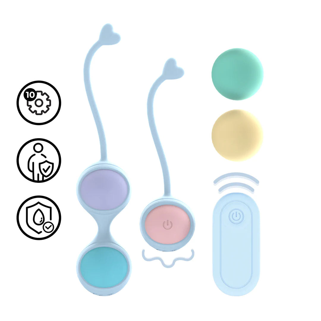 Loveline - Vibrating - 5 Weight Kegel Kit with Remote Control - PlayBlue