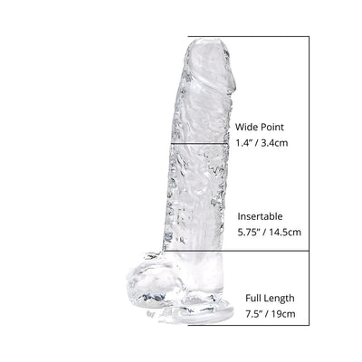 Loving Joy 7 Inch Dildo with Balls Clear - PlayBlue