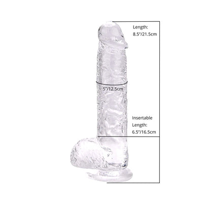 Loving Joy - 8 Realistic Dildo With Balls - Transparent - PlayBlue