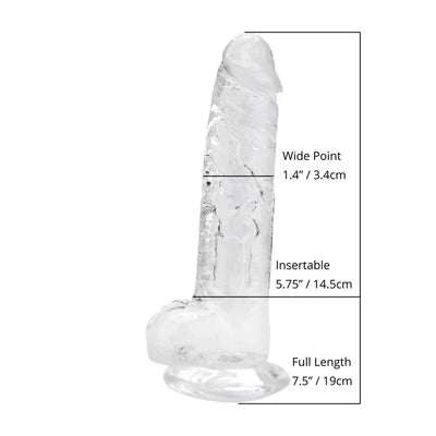 Loving Joy 8 Inch Dildo with Balls Clear - PlayBlue