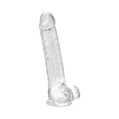 Loving Joy 8 Inch Dildo with Balls Clear - PlayBlue