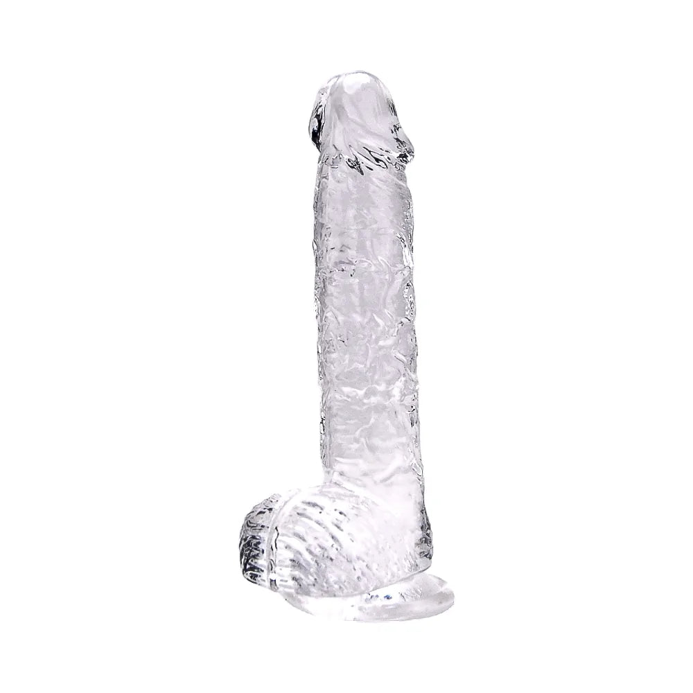 Loving Joy 9 Inch Dildo with Balls Clear - PlayBlue
