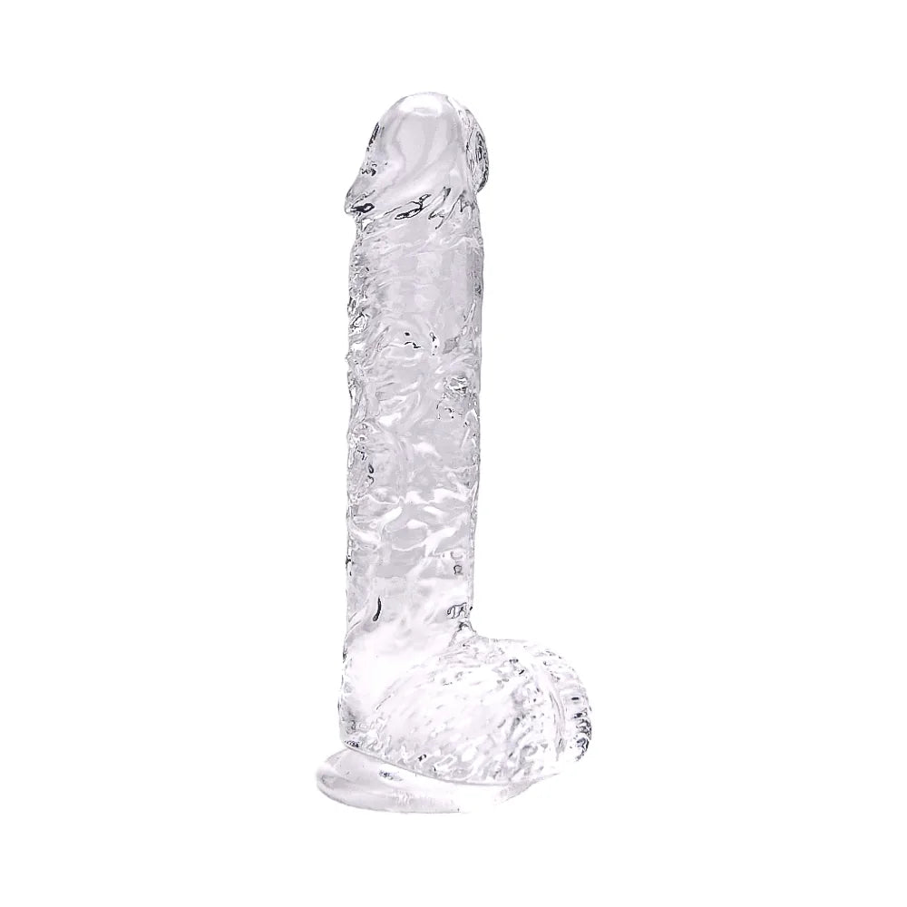 Loving Joy 9 Inch Dildo with Balls Clear - PlayBlue