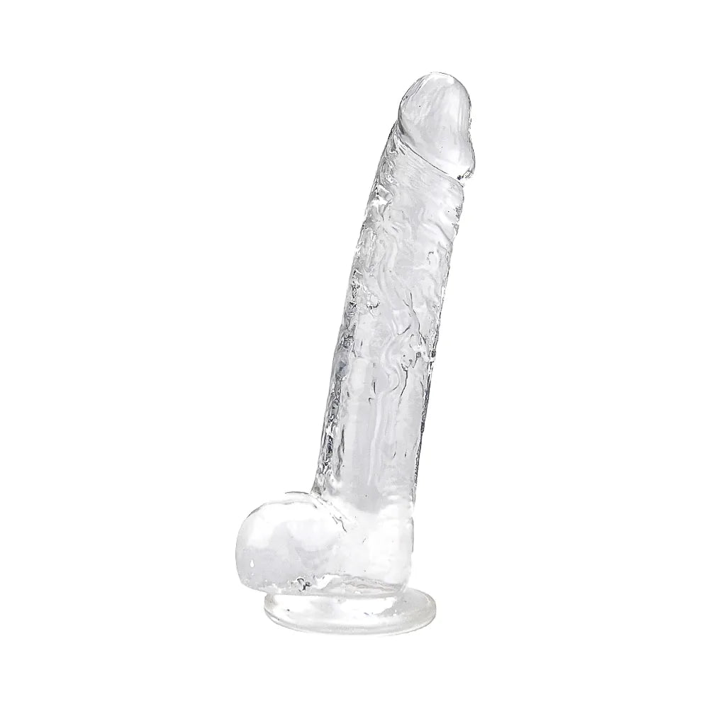Loving Joy 9 Inch Dildo with Balls Clear - PlayBlue