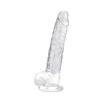 Loving Joy 9 Inch Dildo with Balls Clear - PlayBlue