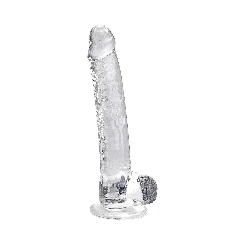 Loving Joy 11 Inch Dildo with Balls Clear - PlayBlue